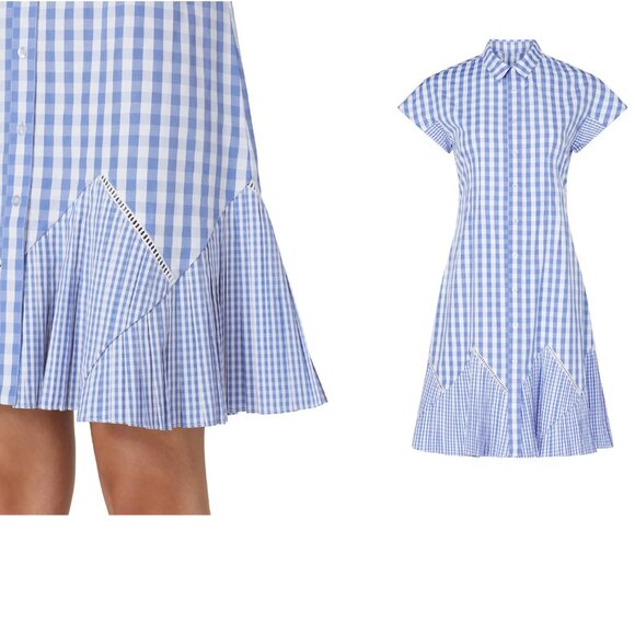 *Size 0 - THAKOON - Blue Gingham Mini Cotton Dress Rent the Runway RTR $395 msrp - Picture 12 of 13